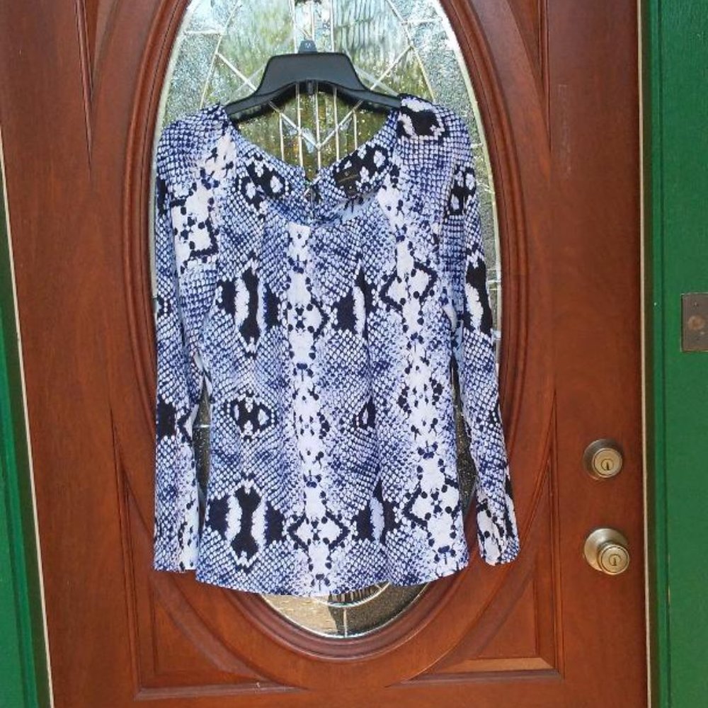 Worthington Blue Black & White Blouse